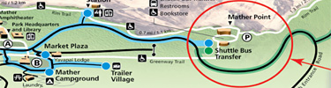 Roads/ parking has changed by Mather Point