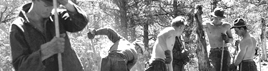 CCC enrollees building boundary fence