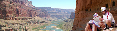 archeologists working in the canyon