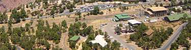 Aerial looking north of Grand Canyon Village