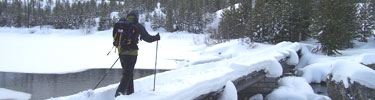 Cross-country skiing around Taggart Lake