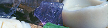 Broken glass fragments have been found near settlements.