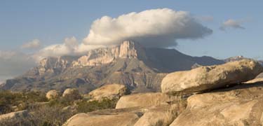 The approach from the southwest offers a grand vista of El Capitan from the boulder field below.