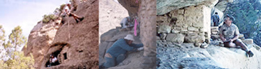 Archeologists working in sites.