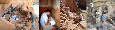 Various Mesa Verde partners working in archeological sites.