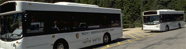 a photo of the park's comfortable shuttle buses