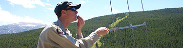 A researcher using telemetry equipment.