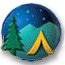 reservation system logo with tent and pine tree