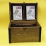 Wooden trunk with books.