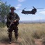 Park ranger and helicopter