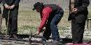 Iron spike driven