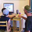 family explores a virtual tour