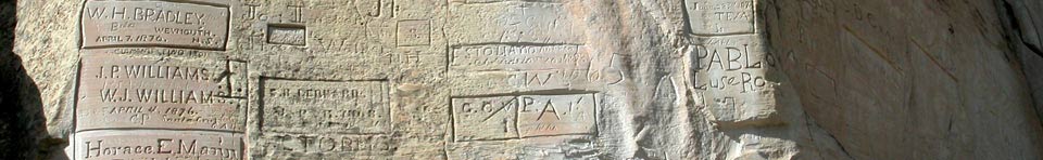 Historic inscriptions carved in the bluff at El Morro.