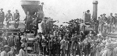 Andrew J. Russell's famous Champange Photo taken at Promontory Summit May 10, 1869