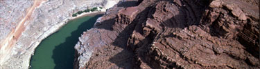 View down on the Colorado River from the Redwall Rim