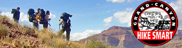 Backpackers deep within the Grand Canyon