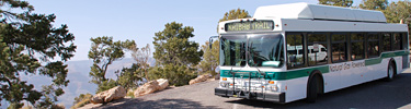 Shuttle bus leaving Kaibab Trailhead
