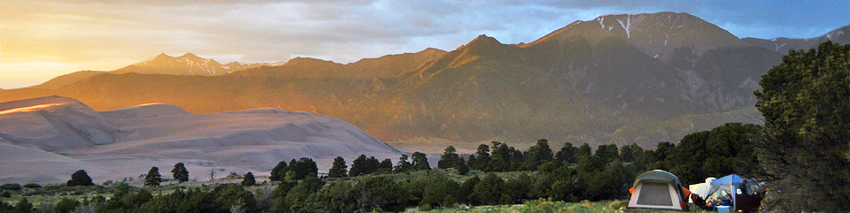 Dunes and Sangre de Cristo Mountains at Sunset