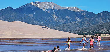 Children in Medano Creek