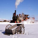 Replica locomotives of the Central Pacific Jupiter and Union Pacific 119