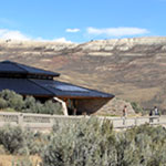 Visitor center with Fossil Butte in the background