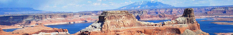 From Alstrom Point you can see Gunsight Butte, Padre Bay, and Navajo Mountain