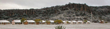 A winter snow scene at Fort Davis National Historic Site.