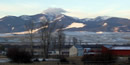Snow covered mountains surrounding Grant-Kohrs Ranch. Snow covered mountains surrounding Grant-Kohrs Ranch.