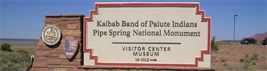 Pipe Spring National Monument entrance sign.