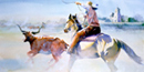 Spanish mission vaquero herding cattle. Spanish mission vaquero herding cattle.