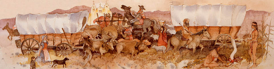 freight wagons on the Santa Fe Trail