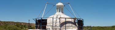 Preservation work in progress on the dome of the mission church