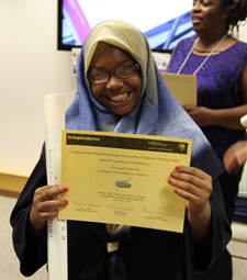 Student displays certificate