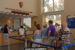 Visitors in line for tickets