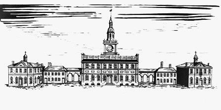 Drawing of the State House as it appeared in 1898 with wings and arcades resembling those of the 18th century.