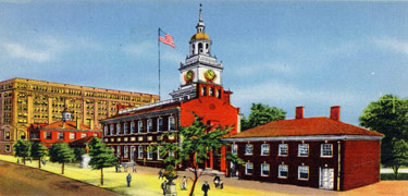 Independence hall postcard