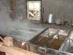 Sugar cooking inside of Evaporator pan