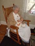 Doing a handicraft in the parlor