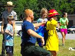 Firefighter assists child
