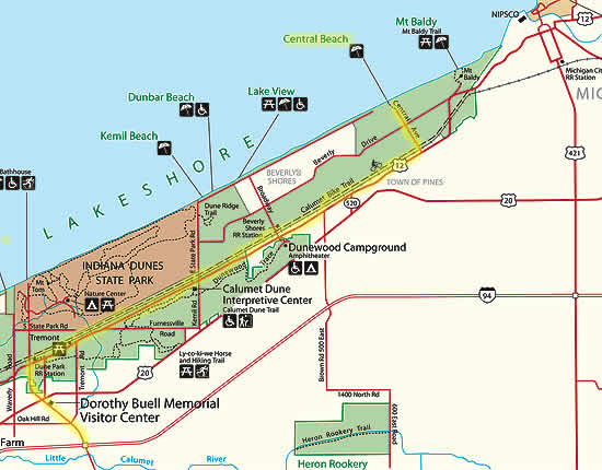 image of map with route highlighted to the Central Beach