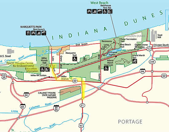 image of a map with route highlighted to the Douglas Center