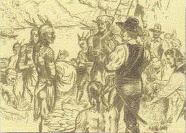 an encounter between Virginia Indians and English settlers