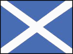 Scottish National flag in 1606: white diagonal cross on a blue background