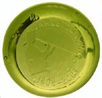 Circular paper weight with image of glassblower and text: Jamestown 1608-2007 Circular paper weight with image of glassblower and text: Jamestown 1608-2007