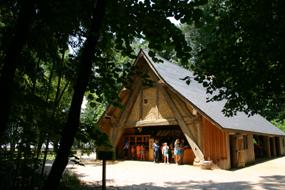 View of the Jamestown Glasshouse where modern artisians blow glass just as they did 400 years ago