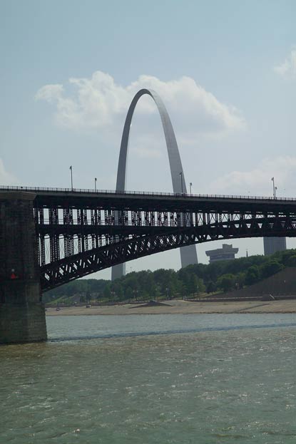 The Eads Bridge with the Gateway Arch in the background