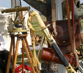 A sword, surveyor's equipment, and other items used by 1815 soldiers