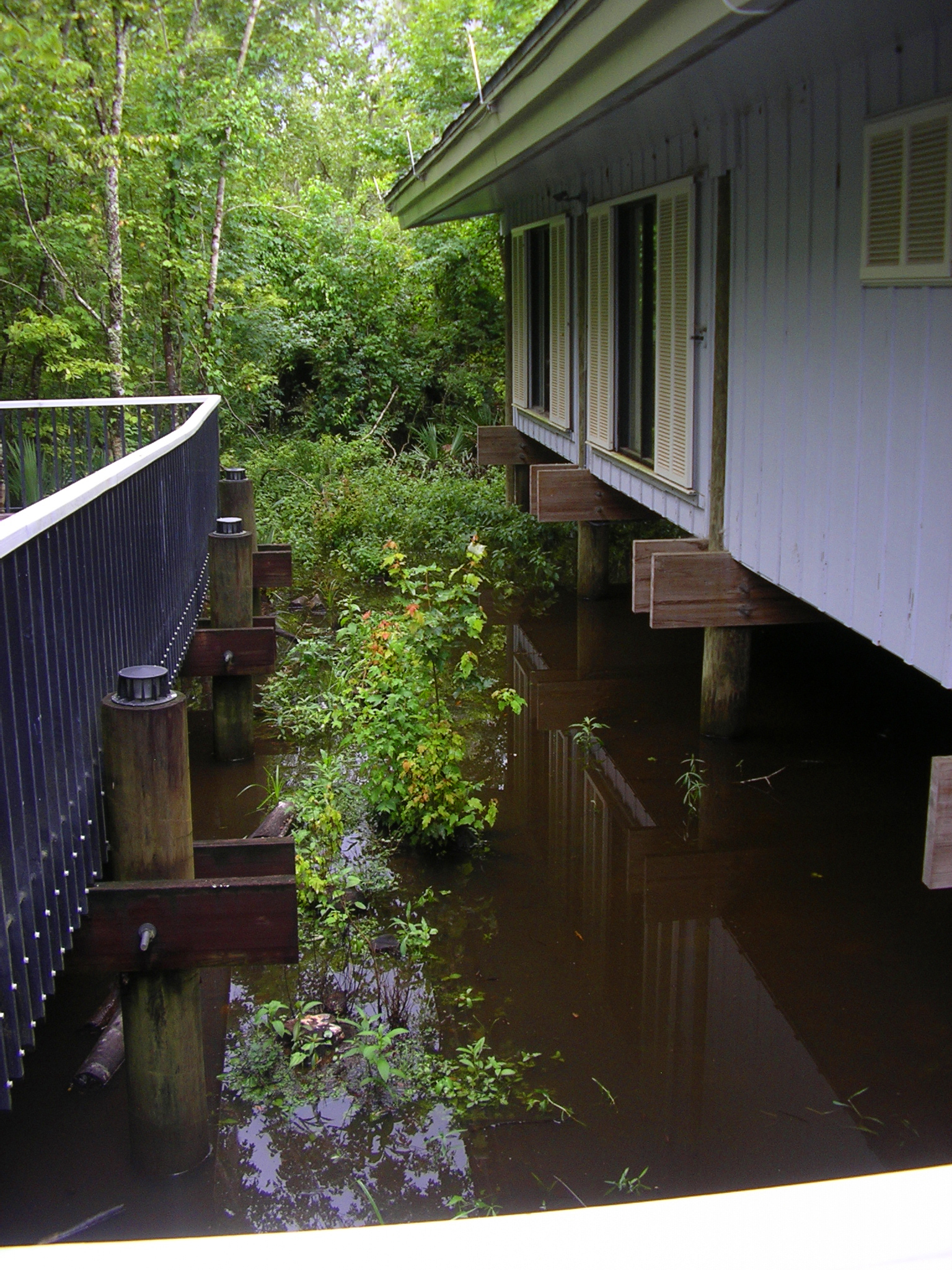 Image of building on piers standing in deep water