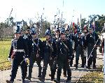 American soldiers in 1815 uniforms march