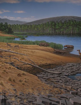 Image of an artist's rendition of the Mascall assemblage landscape.